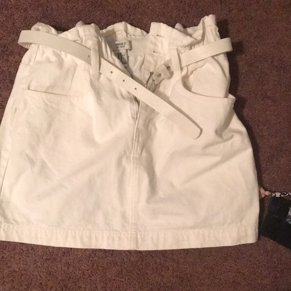 White skirt with belt